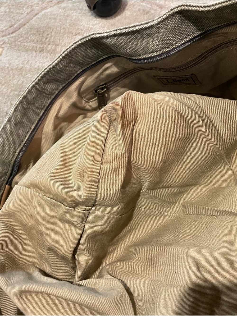 Vintage L.L.Bean canvas and leather tote bag with spaniel dog embroidery - Picture 8 of 8